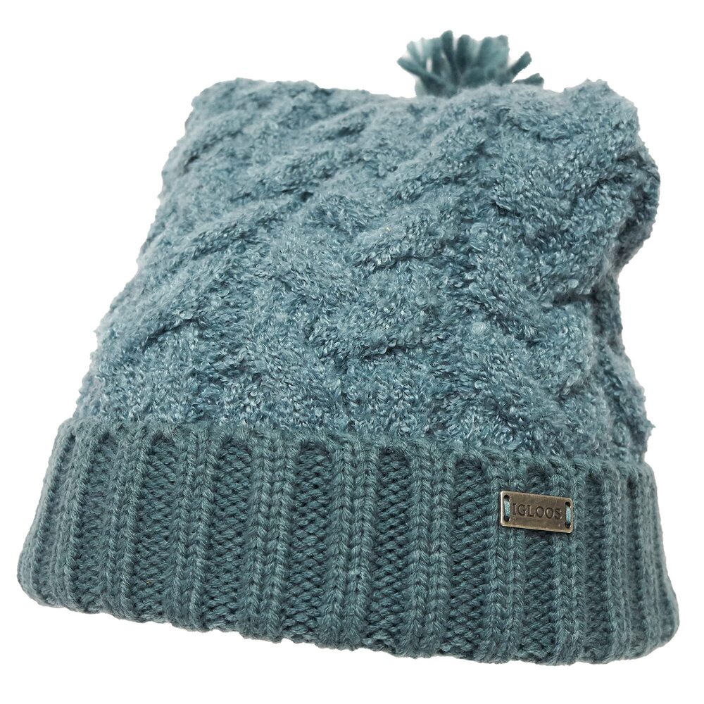 8735 Built ’ Boucle Cap with Pom, Sage, One Size - ’s Cold Weather Gear